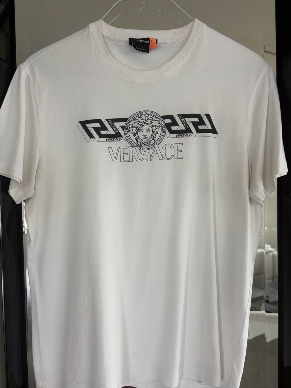 Versace White Tee with Black Medusa Logo